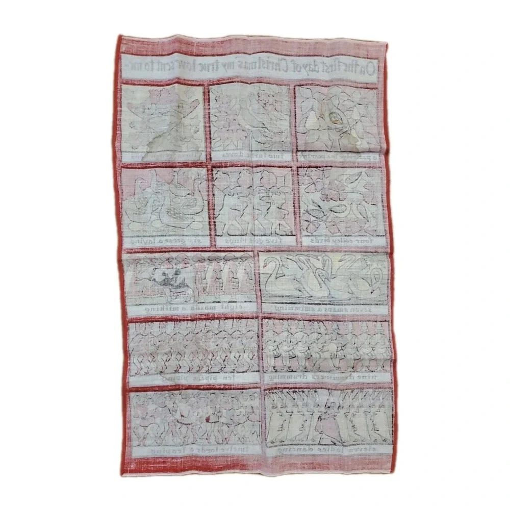 Vintage Ulster Irish Linen Tea Towel 12 Days Of Christmas 19